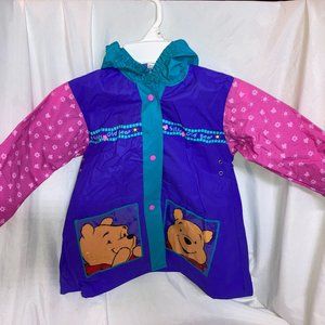 Vintage Winnie the Pooh Disney Rain Jacket Hooded Girls Sz 2 Purple Pink